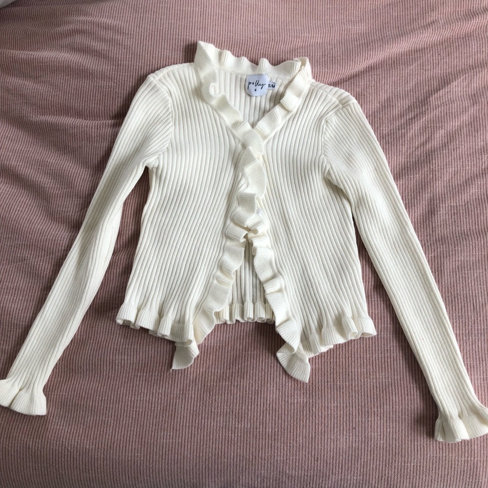 Princess Polly white ruffle cardigan